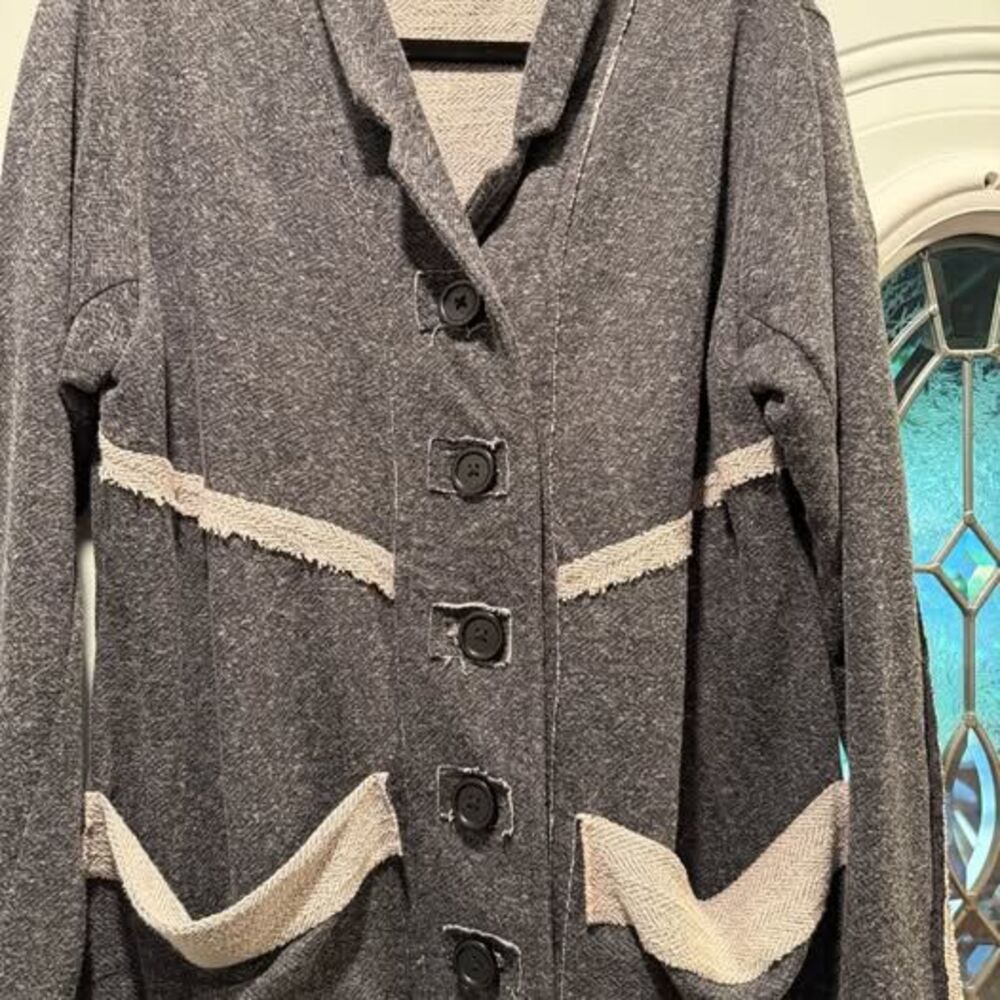 Tulip Grey Button-Up Jacket Cardigan Size M